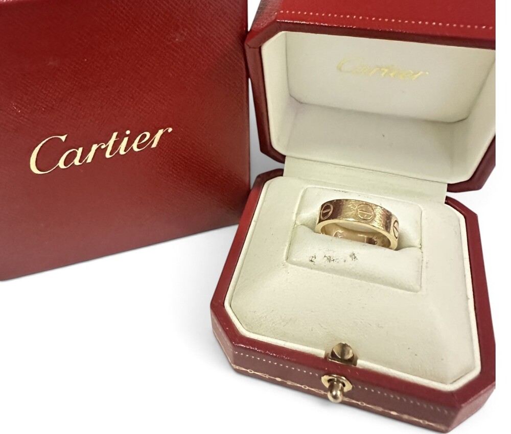 Cartier 18k Love Ring 5.5mm Wide Band with Box Size 52 / 6 w Presentation Box